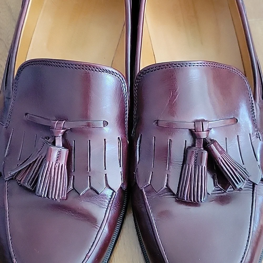 Johnston and Murphy Cellini Italian‎ Leather Tassel Loafers Reddish Brown 10.5